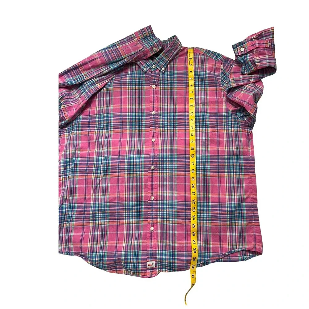 Vineyard Vines Mens XXL Slim Fit Murray Shirt Pink Blue Plaid Cotton 1W1997